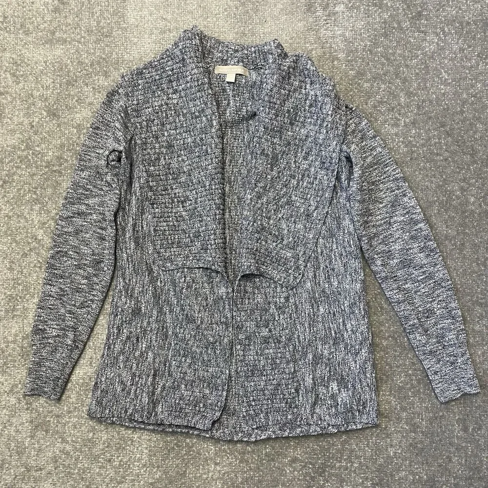 Banana Republic Cardigan Womens Medium Navy Blue White Sweater Casual Knit Shawl